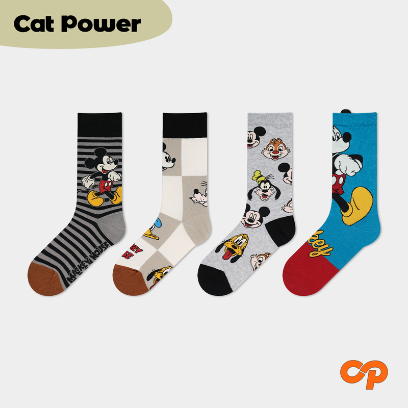 Mickey Mouse Cute Cartoon Mid-Calf Socks for Women, Striped Color-Blocking Versatile Disney Slouch Socks, Trendy Cotton Mickey Mouse Cute Cartoon Mid-Calf Socks for Women, Striped Color-Blocking Versatile Disney Slouch Socks, Trendy Cotton