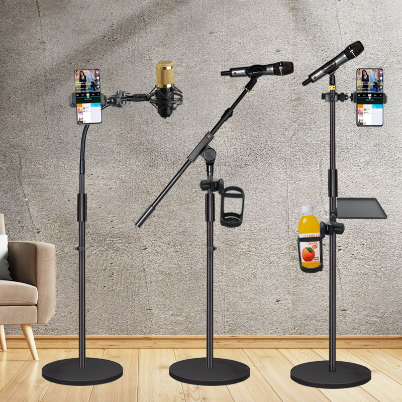 Microphone shelf metal disc lifting telescopic vertical floor-to-ceiling stage live capacitor microphone rack microphone stand