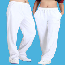 Customized special body plus size summer thin square dance white pants for men and women fat students pure white sweatpants