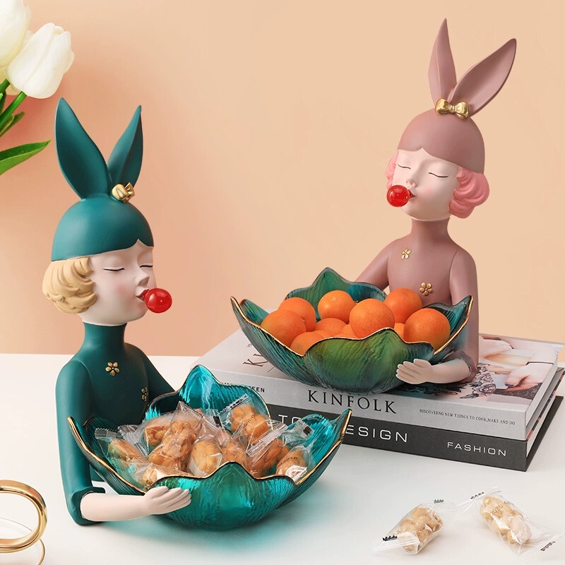 European-Style Creative Fruit Plate, Popular Online, for Home Use in the Living Room Coffee Table, Candy Plate, Dried Fruit Snack Plate, Light Luxury Storage, Bunny Girl Design European-Style Creative Fruit Plate, Popular Online, for Home Use in the Living Room Coffee Table, Candy Plate, Dried Fruit Snack Plate, Light Luxury Storage, Bunny Girl Design