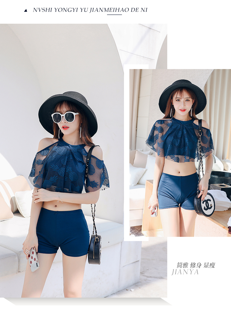 Bộ đồ bơi bikini ba mảnh gợi cảm Váy ren Boxer Slim Body Spa Cô gái Hàn Quốc Áo tắm màu rắn - Bikinis bộ đồ tắm biển nữ