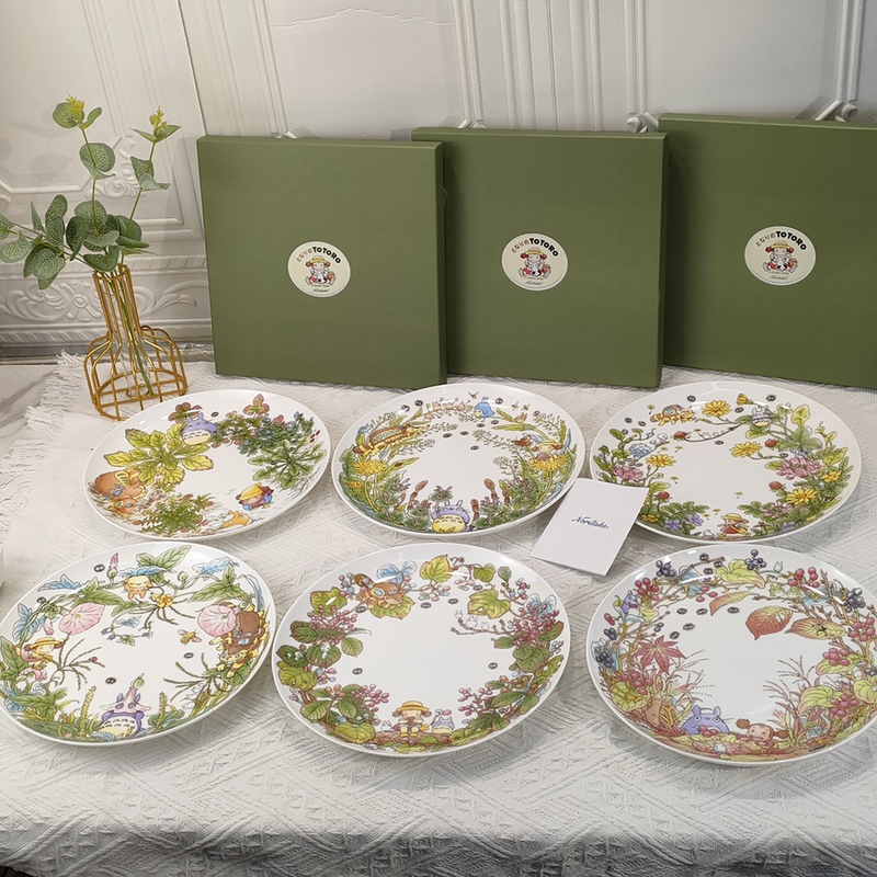 Zewu Totoro Japanese-Style Miyazaki Creative Bone China Plate Set Western Food Plate Steak Plate Anime Presentation Set Zewu Totoro Japanese-Style Miyazaki Creative Bone China Plate Set Western Food Plate Steak Plate Anime Presentation Set