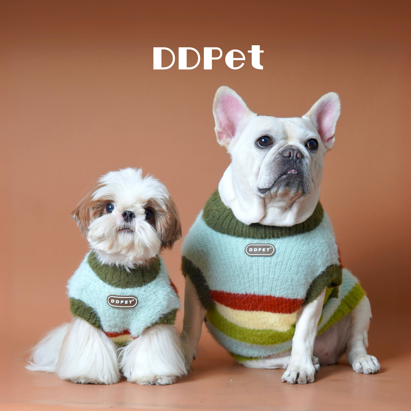 Ddpet Dog Sweater Autumn and Winter Warm Knitted Striped Small Dog Teddy Bichon French Bulldog Shih Tzu Pet Clothing