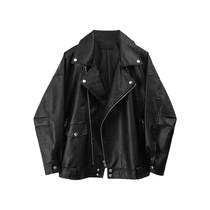 C Leather Jacket Autumn Autumn New Loose PU Leather Jacket Oversize Locomotive BF Boyfriend Wind Leather Jacket