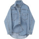 CIVICERA denim shirt women's loose long-sleeved spring and autumn 2024 new Korean style casual retro thin jacket