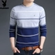 Áo thun dài tay Playboy nam cổ tròn sọc cotton cotton 2018 mùa thu nam thanh niên áo sơ mi POLO áo polo