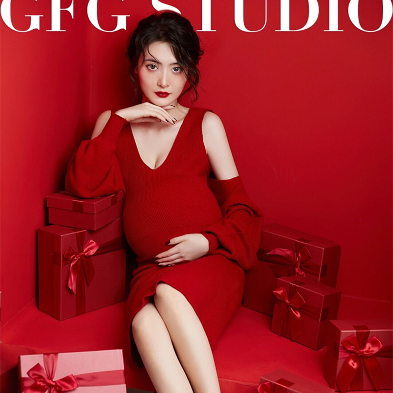 New Photos Photo Gallery Pregnant Woman Photos Clothing Sexy Open-backs Knit Skirts Big Tummy Mommy At Home Shooting Art Photos True Clothes