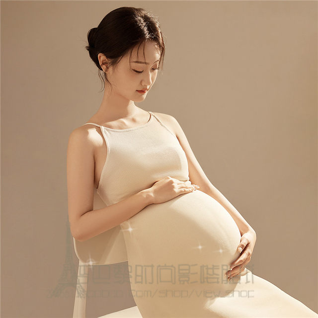 New photo studio maternity photo clothes, soft knitted suspender skirt, big bell mom photo photography, art photo clothes