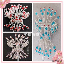 New) drama headgear high-end double-light white rhinestone colorful multi-spring big top flower Shanghai big butterfly