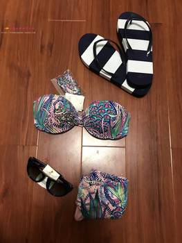 Xiaomanma ສະເປນ oysho ສີຟ້າ floral underwire bikini 2422/229