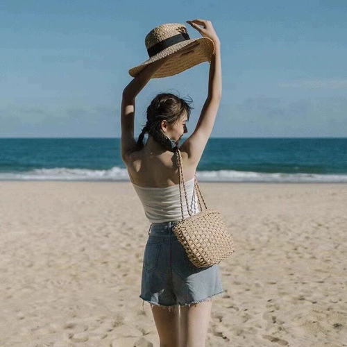 Летняя пляжная соломенная портативная ретро сумка на одно плечо