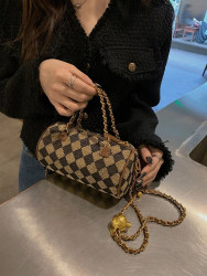 2024 Summer New Women's Bag with Fortune Beads Chain, Cylindrical Pillow Bag, Niche Design, Versatile Shoulder and Crossbody Bag