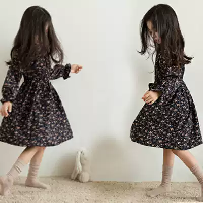 British Next kiss girl dress 2021 autumn new long-sleeved children's skirt Korean Western princess skirt