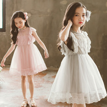 UK Next kiss Girls dress 2021 summer new childrens lace foreign style princess dress mesh skirt