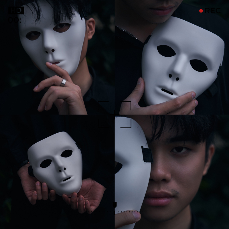 Jabbawockeez Mask White Face Dance Tiktok Pure White Hip-Hop Street Dance Blank Full Face Male