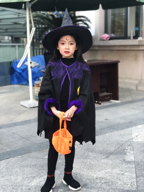 Trang phục Halloween trẻ em, biểu diễn người lớn, áo choàng, quần áo phù thủy, trang phục biểu diễn phù thủy nhỏ cos cha mẹ và con cái halloween kinh dị