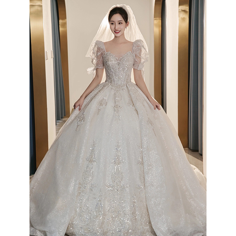 French-Style Light Wedding Dress 2026 New Model Bridal Main Dress High-Quality Texture Petite Dress Maternity Plus Size Slimming with Train