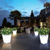 LED Outdoor Gardening Planting Luminous Flower Pots Outdoor Lawn Patio Garden Planting Flower Pot Mall Round Flower Pots