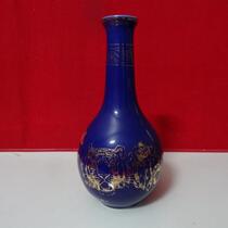 Vase collection of bottle display blue glaze depiction of gold tiger pattern northeastern tiger bottle without cover ceramic bottle physical photo