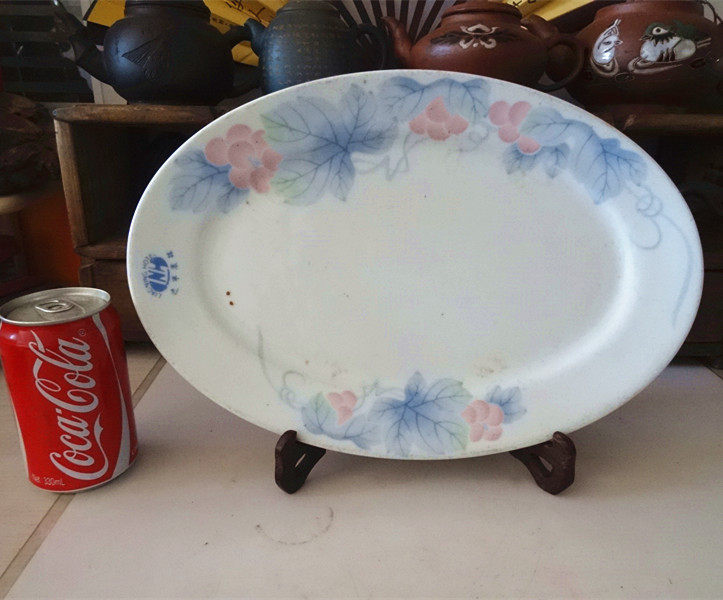 Old fish plate Cultural Revolution Liling Qunli Chinese porcelain 35cm medium fish plate Provincial government reception custom plate physical photo