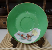 Old plate dish old tea dish Cu Tangshan five porcelain tea cup tray green glazed open window and mandarin bird in kind photo price