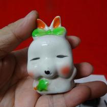 Ceramic old toy 90s rabbit porcelain ceramic plastic ceramic small animal furniture nostalgia collection of all physical photos