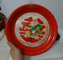 Old enamel plate 80 s Mandarin duck happy words wedding wedding festive tea plate folk nostalgic collection movie props physical photos