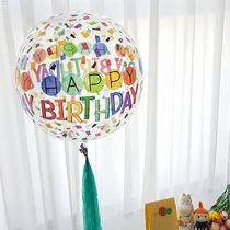 South Korea ins Net red wave ball 4D three-dimensional rainbow letter Happy Birthday Party layout transparent floating air balloon
