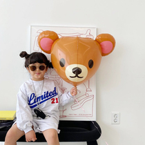 Korea ins bear head 4D Balloon baby birthday layout background wall decoration party aluminum film balloon