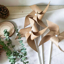 Mori Retro Kraft Paper Windmill Dessert Table Decoration Baby One Birthday Party Dress Up hipster