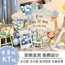 Cartoon childrens baby one year birthday party background cloth full moon 100 days old background wall KT board birthday customization