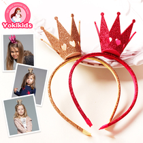 Baby Birthday Crown Hair Hoop Children Birthday Party Protagonist Shiny Hair Accessories of European and American ornaments Crown head hoop