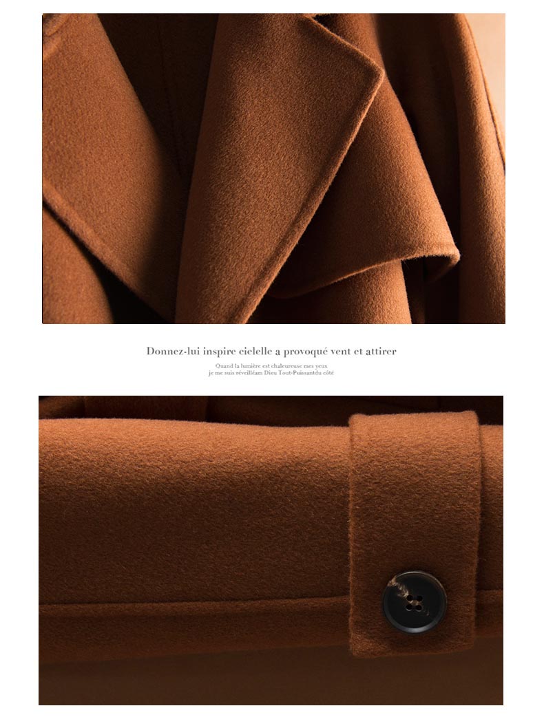 Áo khoác cashmere hai mặt của phụ nữ mới trong phần dài của áo khoác gió phiên bản cao cấp của Hàn Quốc không có cashmere - Áo len lót đôi măng tô nữ