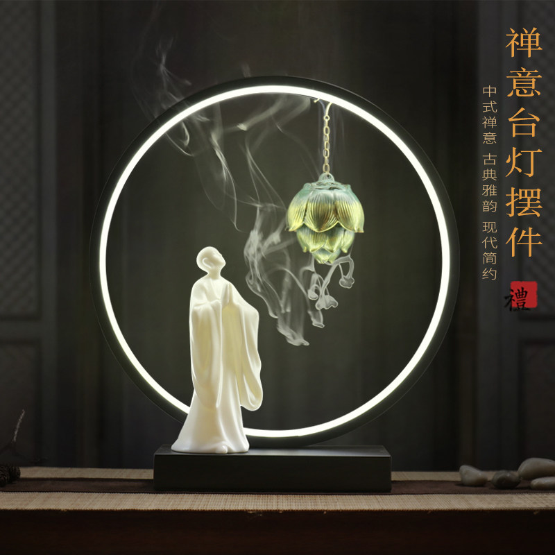 New Chinese zen back fragrance Decoration Creative living room entrance Wine cabinet Decoration desk Home soft gifts