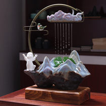 Creative flowing ornaments ceramic rockery feng shui Zocai desk crafts indoor desktop humidifier Fountain