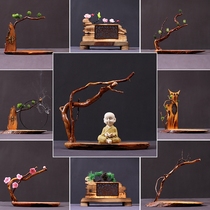 Chinese natural wood carving crafts Creative wood carving base Solid wood living room ornaments Antique decorative wood art