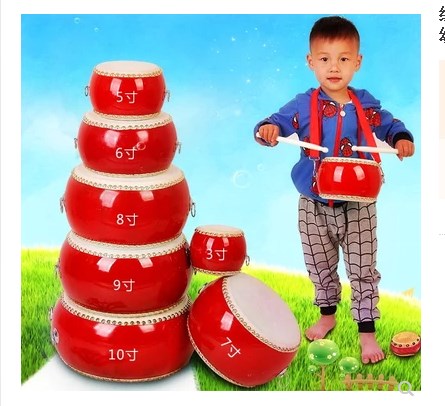 0-3-year-old 3 4 inches Children's drum toy Rattle Drum Hand Beat drumbeat Waist Drum Child Bronze Drum Puzzle with music Baby