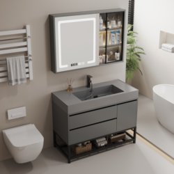 Simple nano-rock integrated basin bathroom cabinet combination bathroom smart mirror cabinet hand wash and face sink set