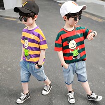 Baby summer suit 2020 new foreign style children summer cartoon clothes handsome boy Korean two-piece tide
