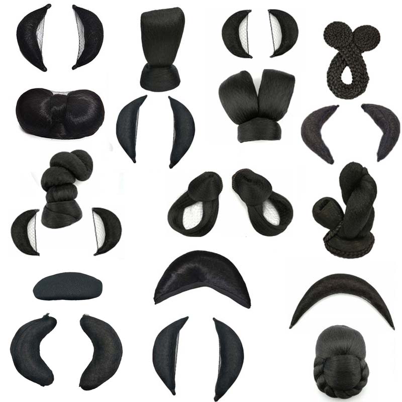 Wig Woman Short Hair Full Headgear Style Ancient Dress Hanfu Horn Twist Bouquet Gufeng Jacket Dresses one thousand Bone Mat Hair Pack Composition