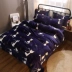 Ins nhung hồng tấm bốn bộ nhung san hô ấm nhung dày flannel quilt ký túc xá ba bộ chăn ga gối đệm cao cấp Bộ đồ giường bốn mảnh