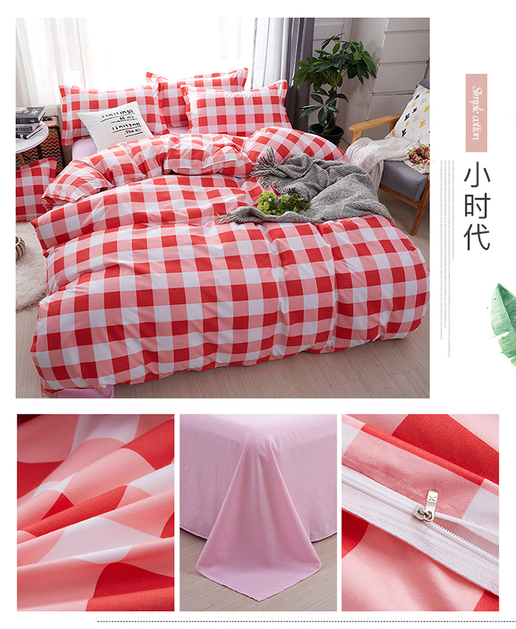 Bắc âu nhỏ gọn ins màu đen và trắng sọc bốn mảnh thiết lập 1.8 m quilt cover sheets ký túc xá sinh viên giường duy nhất ba 4 bộ