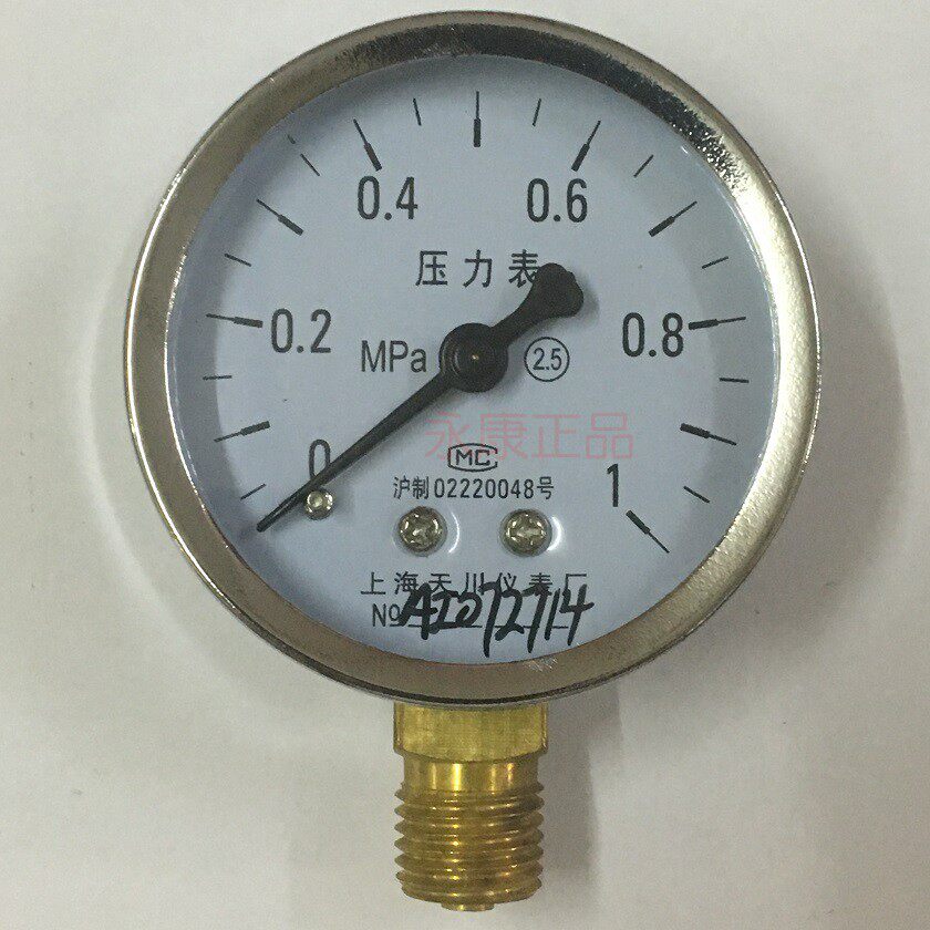 上海天川仪表0-1MPa  Y60 径向2.5级压力表