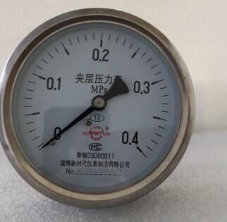 淄博新时代夹层压力表0-0.4MPa圆形Y100山东新华脉动灭菌器配件