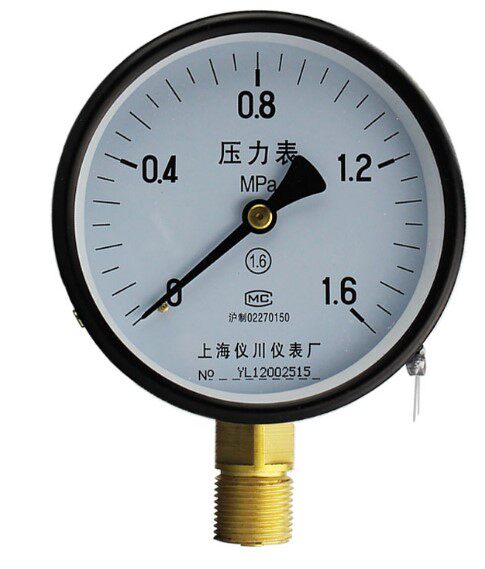 上海仪川压力表径向0-1.6MPaY100水压表蒸汽灭菌器蒸发器压力表