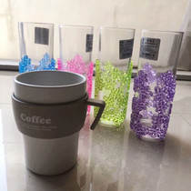 Anya flower language cup glass with insulation pad Fashion generous Qing Qing Mei coffee cup PP material high temperature resistance 100℃