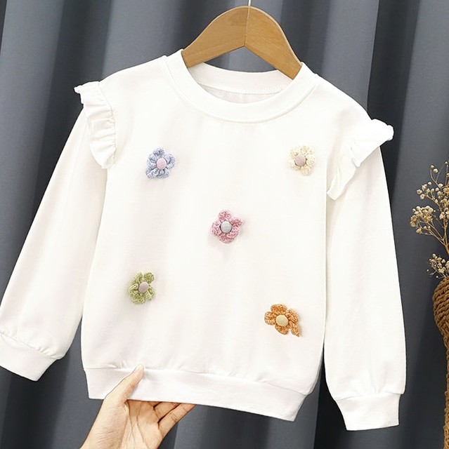 ພາກຮຽນ spring ແລະດູໃບໄມ້ລົ່ນ 2022 ຮູບແບບໃຫມ່ຂອງຝ້າຍຝ້າຍບໍລິສຸດ sweatshirts ຄົນອັບເດດ: ສໍາລັບເດັກຍິງແລະເດັກນ້ອຍເດັກຍິງພາກຮຽນ spring ແຂນຍາວ tops ເຄື່ອງນຸ່ງຫົ່ມ trendy