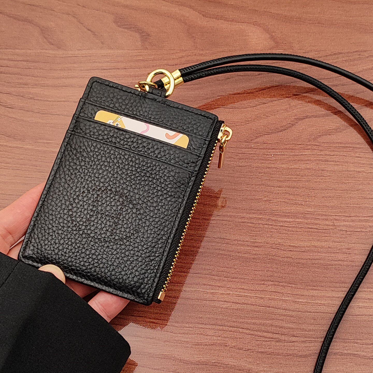Genuine Leather H2026 New Model Work Id Card Holder with Lanyard, Neck Strap, Zipper Coin Purse, Card Holder for Men and Women