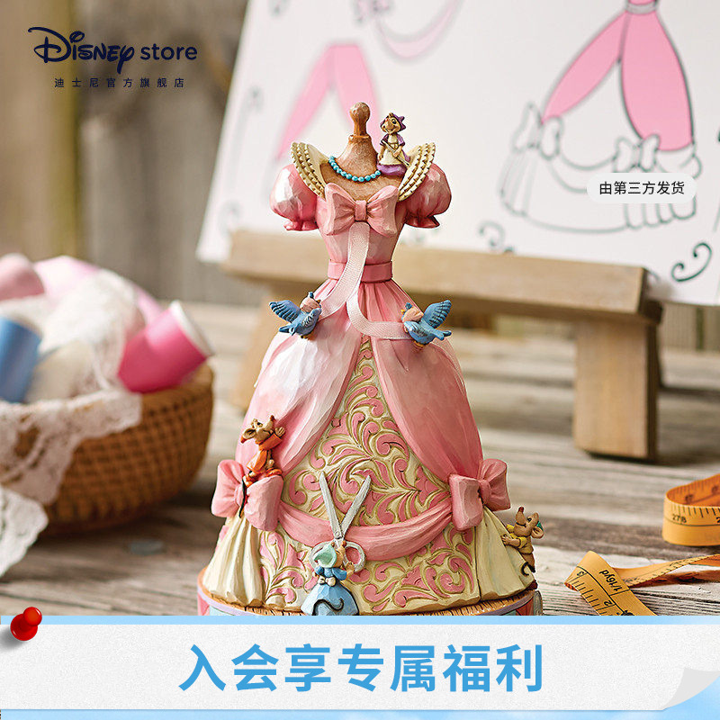 Disney Official Cinderella's Pink Dress Desktop Ornament Trendy Collectible Figure for Girls
