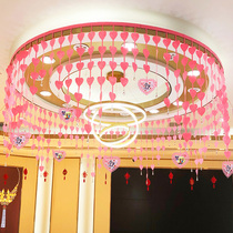 Jewelry store ceiling decoration Crystal ribbon gold shop roof creative atmosphere scene layout shop National Day Mid-Autumn Festival